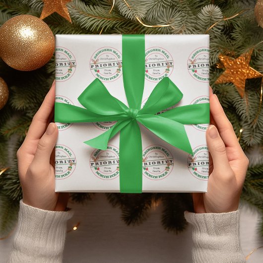 Kerstcadeau met kerstprioriteit Post van Kerstman  Cadeaupapier