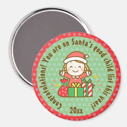 kerstcadeau met Kinder cadeau van kerstcadeau Magneet (Voorkant / Achterkant)