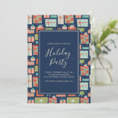 Kerstcadeau met kleurrijke retro-feestdag kaart (Staand voorkant)