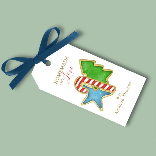 kerstcadeau met liefdeskoekjes cadeaulabel