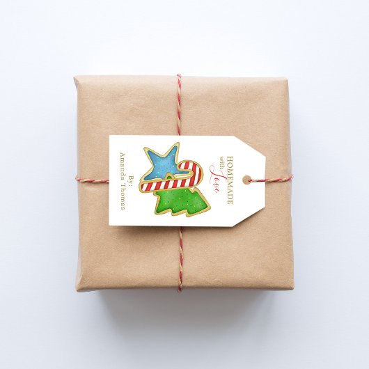 kerstcadeau met liefdeskoekjes cadeaulabel