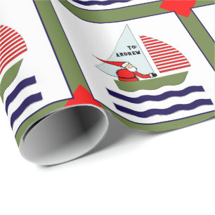 Kerstcadeau met maritiem thema cadeaupapier