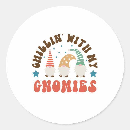 Kerstcadeau met mijn gnomen ronde sticker (Voorkant)