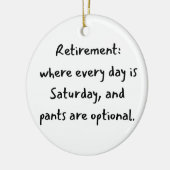 Kerstcadeau met pensioen keramisch ornament (Links)