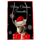 kerstcadeau met speciale cadeaubon voor bulledog medium cadeauzakje (Voorkant)