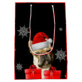 kerstcadeau met speciale cadeaubon voor bulledog medium cadeauzakje (Achterkant)