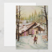 kerstcadeau met tintage in Bossen Feestdagenkaart (Voorkant / Achterkant)