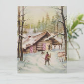 kerstcadeau met tintage in Bossen Feestdagenkaart (Staand voorkant)