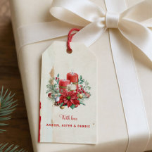 Kerstcadeau met vintage waterverf poinsettia