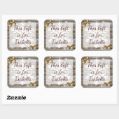 kerstcadeau met weelderige houten gouden baard Lab Vierkante Sticker (Vel)