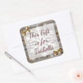 kerstcadeau met weelderige houten gouden baard Lab Vierkante Sticker (Envelop)