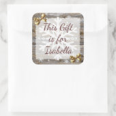 kerstcadeau met weelderige houten gouden baard Lab Vierkante Sticker (Tas)