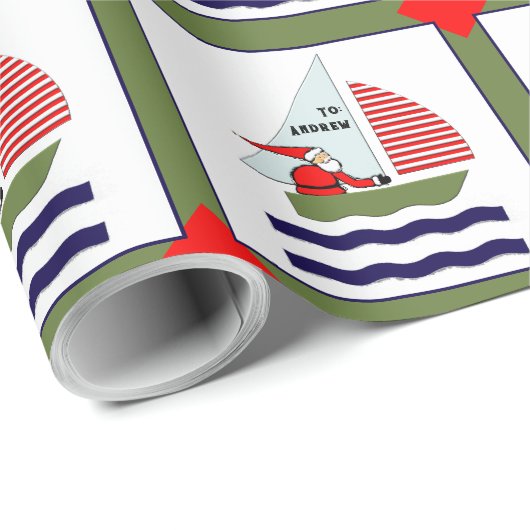Kerstcadeau met zeilthema cadeaupapier (Rol Hoek)