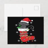 kerstcadeau met zwarte kat briefkaart (Voorkant / Achterkant)