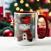 Kerstcadeau Mok Cute Snowman Naam toevoegen