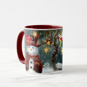 Kerstcadeau Mok Cute Snowman Naam toevoegen (Voorkant links)