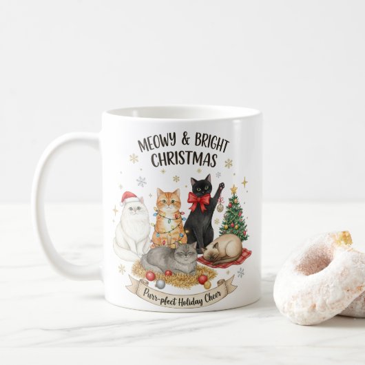 Kerstcadeau mok voor kattenliefhebbers (Met donut)