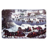 kerstcadeau op de winterscène magneet (Horizontaal)