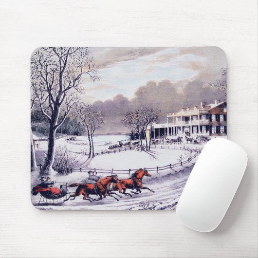 kerstcadeau op de winterscène muismat (Met muis)