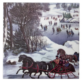  kerstcadeau op de winterscène tegeltje