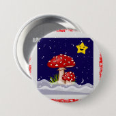 Kerstcadeau paddenstoelen ronde button 7,6 cm (Voorkant /achterkant)