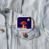 Kerstcadeau paddenstoelen ronde button 7,6 cm (In situ)