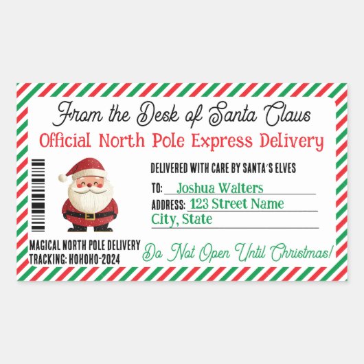 Kerstcadeau Postbezorging Sticker Noordpool (Voorkant)