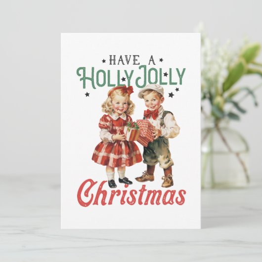 Kerstcadeau, prettig kerstfeest kaart (Staand voorkant)