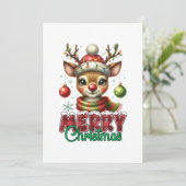 Kerstcadeau Prettig Kerstfeest Rendier Feestdagenkaart (Staand voorkant)