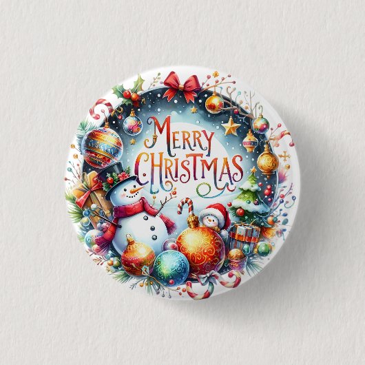Kerstcadeau Prettig Kerstfeest Ronde Button 3,2 Cm (Voorkant)