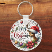 Kerstcadeau Prettig Kerstfeest Sleutelhanger (Voorkant)