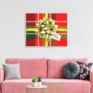 Kerstcadeau Print Tartan Pattern Home Deco