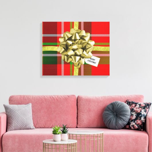 Kerstcadeau Print Tartan Pattern Home Deco (Insitu (Woonkamer))