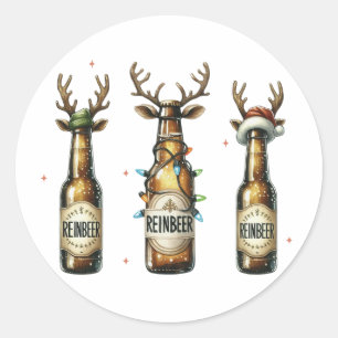 Kerstcadeau Reinbeer Reinbeer Reinbeer Ronde Sticker