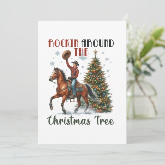Kerstcadeau Rockin Around The Christmas Tree Feestdagenkaart (Staand voorkant)
