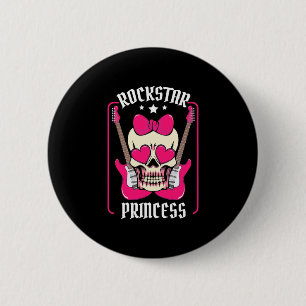Kerstcadeau Rockstar Princess Schedel Ronde Button 5,7 Cm