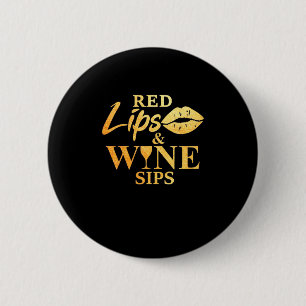 Kerstcadeau   Rode Lippen En Wijnslokken Ronde Button 5,7 Cm