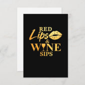 Kerstcadeau | Rode Lippen En Wijntjes RSVP Kaartje (Voorkant / Achterkant)