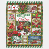 Kerstcadeau Rode Vrachtwagen Auto Kerstdeken Fleece Deken (Voorkant)