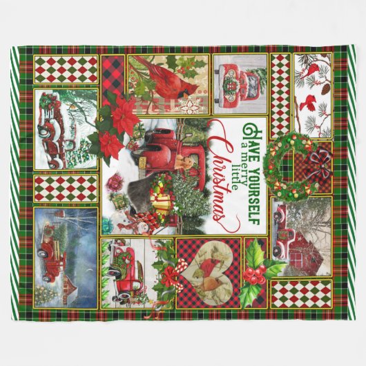 Kerstcadeau Rode Vrachtwagen Auto Kerstdeken Fleece Deken (Voorkant (Horizontaal))