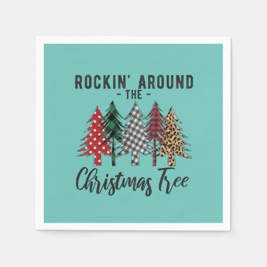 Kerstcadeau rond de kerstboom servet (Voorkant)