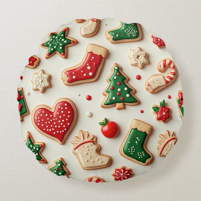 kerstcadeau rond kussen (Voorkant)