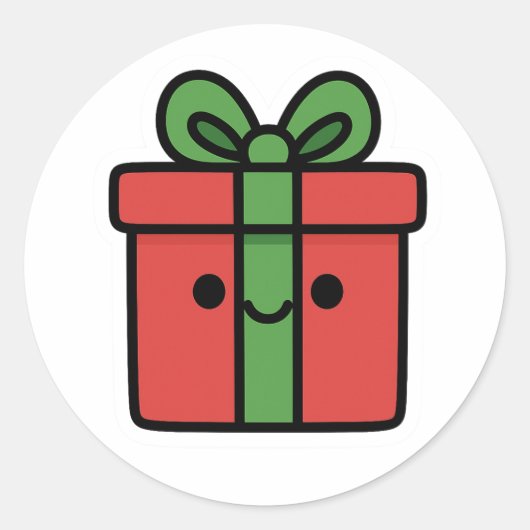 Kerstcadeau Ronde Sticker (Voorkant)