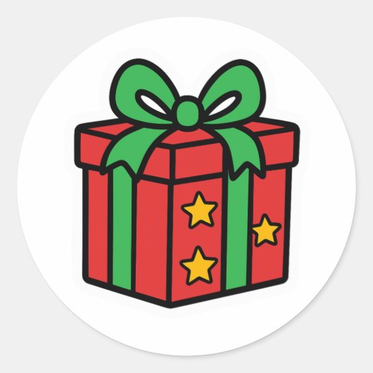 Kerstcadeau Ronde Sticker (Voorkant)