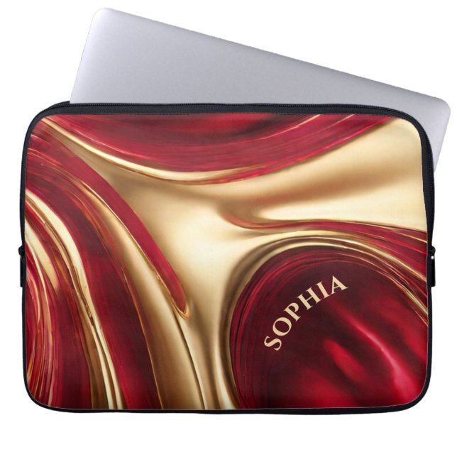 Kerstcadeau-rood en goud- laptop sleeve (Voorkant)