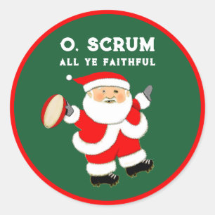 Kerstcadeau rugby ronde sticker