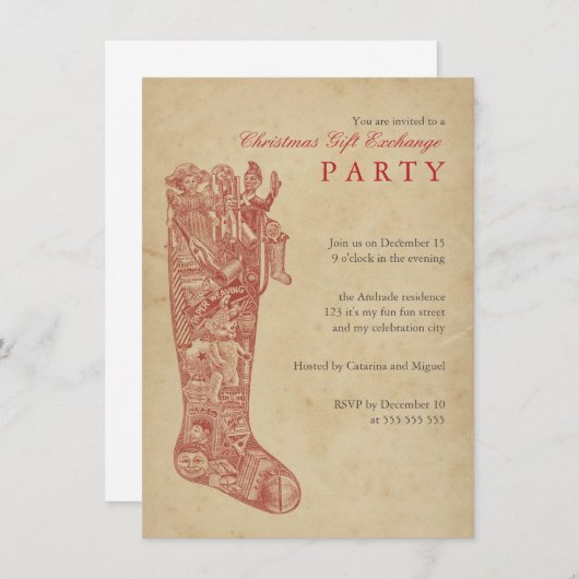  kerstcadeau-ruil met rood stoppen kaart (Voorkant / Achterkant)