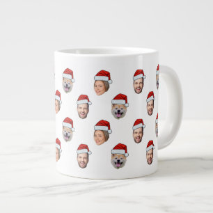 Kerstcadeau Santa Hat Gepersonaliseerde Gezicht 3 Grote Koffiekop