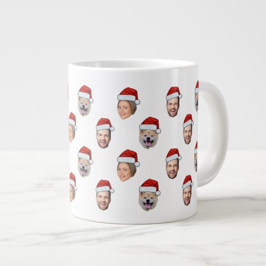 Kerstcadeau Santa Hat Gepersonaliseerde Gezicht 3 Grote Koffiekop (Voorkant rechts)