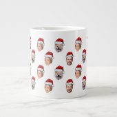 Kerstcadeau Santa Hat Gepersonaliseerde Gezicht 3 Grote Koffiekop (Voorkant)